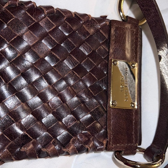 Bags Michael Kors Waist Belt Bag Brown Woven Leather Adjustable